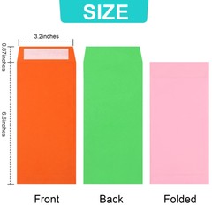 Colorful Cash Envelopes 120 Pack 3.5 X 6.5 Inch – Money Envelopes for Cash, 80 G