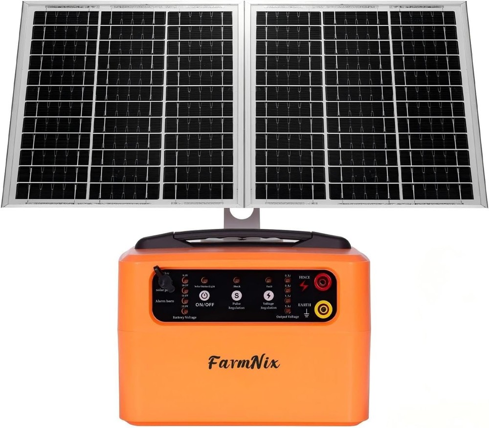 24 Hour Solar Electric Fence Charger, 30 Miles Solar Fence Energizer, 6-12KV Adj