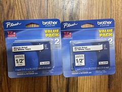 (2) Brother TZe-2312PK 12mm Black on White Tape Value Pack 4 Tapes