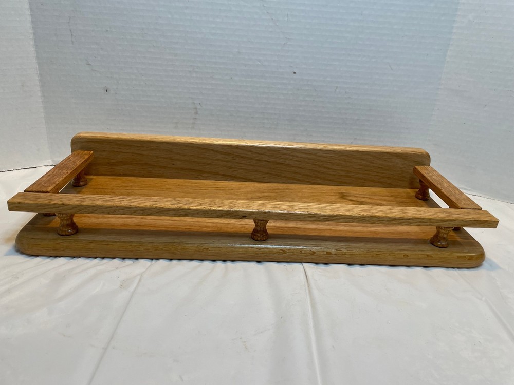 Vintage Desk Organizer Oak Wood Table Book Rack Shelf Country Ship 20.5 x 8 x 2