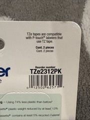 Brother TZe231 12mm (0.47″) Black on White Tape for P-Touch, 2 Pack #TZE-2312PK