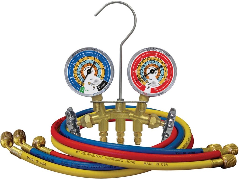 Mastercool 33561 – R600a, R290, R134a 2-Way Brass Manifold Gauge Set