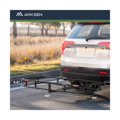 ARKSEN 60″ x 23″ x 5.5″ Folding Hitch Cargo Carrier Basket with Net & 2 Ratch…