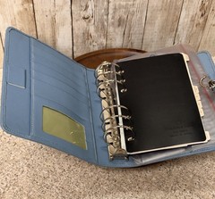 VTG Franklin Covey Lt Blue Pebble Leather Horse Bit Latch 8 X 6 Planner/Wallet