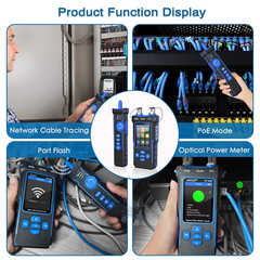 Network Cable Tester RJ45 Ethernet Tracer Optical Power Meter PoE VFL