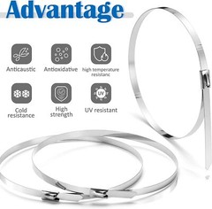 Metal Zip Ties 304 Stainless Steel Heavy Duty Cable 198-400lb 8″ 12″ 18 24″ 3TL