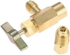 R1234YF Self-Sealing Can Tap with R134A Tank Adapter, 1/4″ SAE 1/2″ LH Thread Va