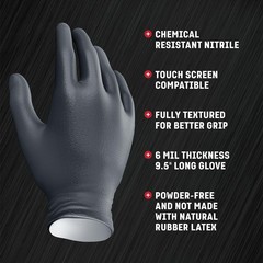 Venom Steel Industrial Nitrile Gloves, Chemical Large (Pack of 100), Black