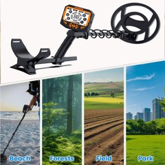 Metal Detector with 10″ DD Waterproof Search Coil and Carry Bag Headphone Shovel