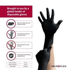 Ansell Microflex Midknight Mk-296 Exam – Xl Black Of 100 Mk-296-Xl