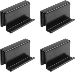 Black Glass Door Pull Handle Clip Non-Drill Edge Grip Showcase Cabinet 4 Pack