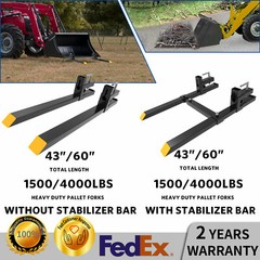 4000lbs 43″ Tractor Pallet Forks Skid Steer Loader Bucket Clamp Forks 1500lb 30″