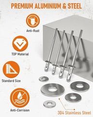 1000PCS Aluminum Pop Rivets Assortment Kit, 14 Sizes Pop Rivets (3/32″ 1/8″ 5/32