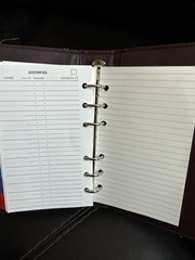 Vintage 1993 Leather 6 Ring Organizer Planner Address Book 7.5 x5 Snap Front