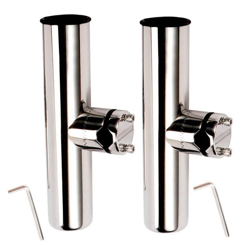 2PCS Stainless Tournament Style Clamp on Fishing Rod Holder for Rails 7/8″ to…