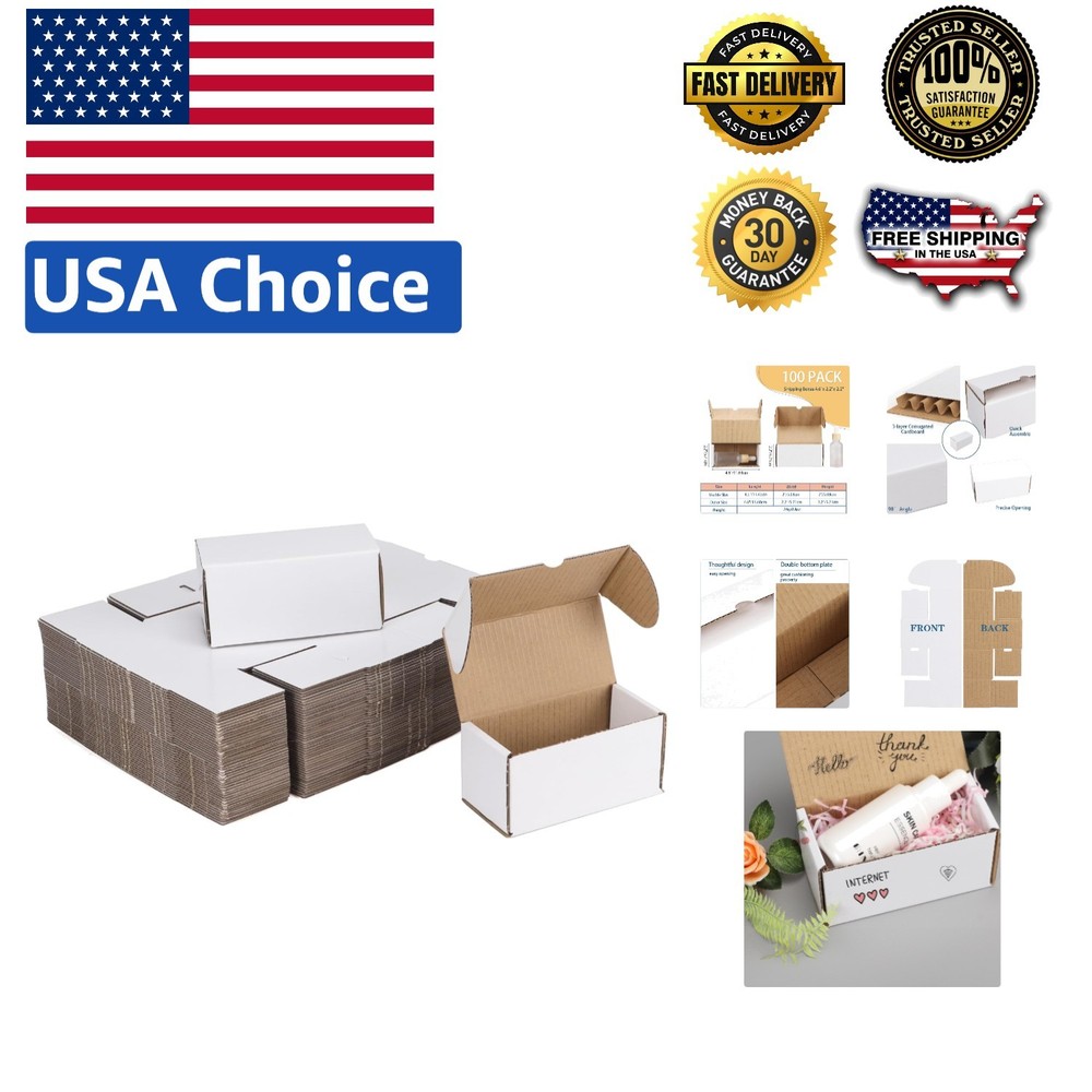 Self-Locking 100 Count White Shipping Boxes – Ideal for Small Business Shipping