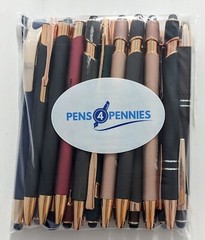 20ct Lot Misprint Metal Retractable Click Pens by Color: Mixed w/ROSE GOLD Trim