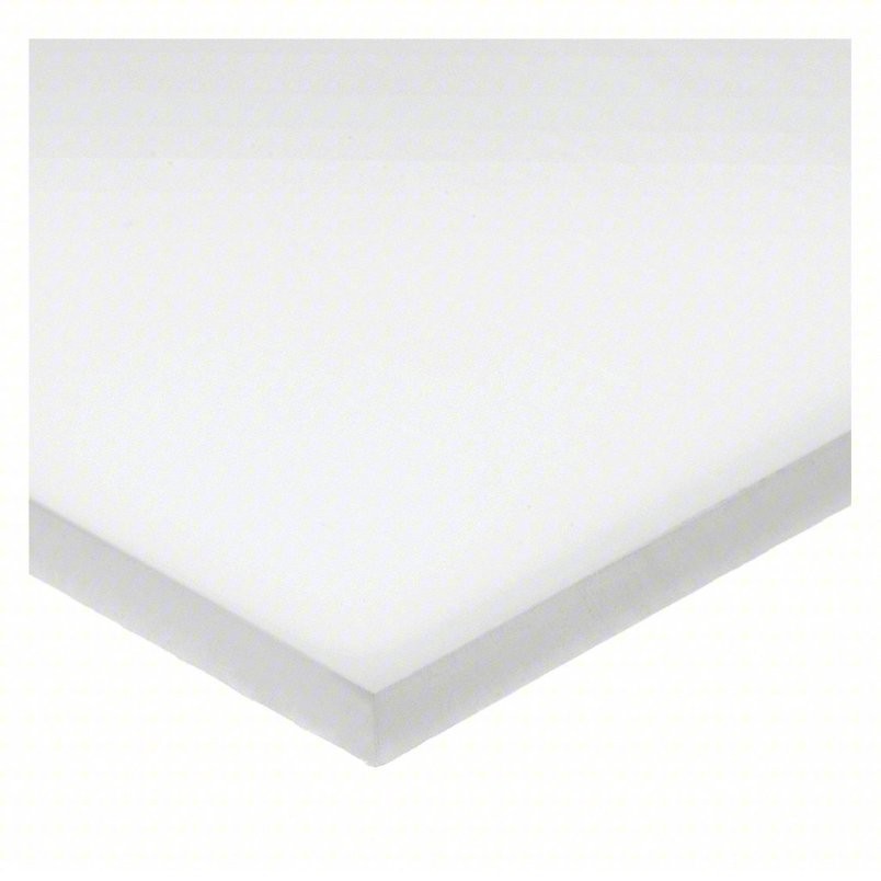 Acetal Copolymer Bar: 1.25 in Thick, 5 in x 24 in, White, Opaque, 55UU81