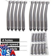 10 ASkeadnt NEW Dental High Speed HANDPIECES Fast Turbine Push Button 4-H