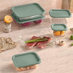 EATEX 6 Pack Glass Meal Prep Containers with Grooved Base, 6 Stackable BPA Fr…