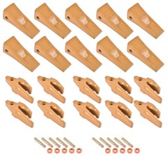 10PK Backhoe Bucket Shanks with Dirt Teeth Pins Sleeved Retainers for 1 Inch Lip