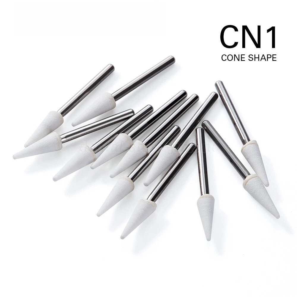 Dental White Stone Flame Mounted Polishing Burs- FG 12/pks Abrasion Point Bur