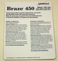 98000 Lucas Milhaupt Silvaloy Braze 450 45 % Silver Solder 1 Ounce Brazing Alloy