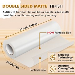 A-SUB DTF Film Roll , Sublimation DTF Transfer Film A3+ 13 inch X 32.8 FT