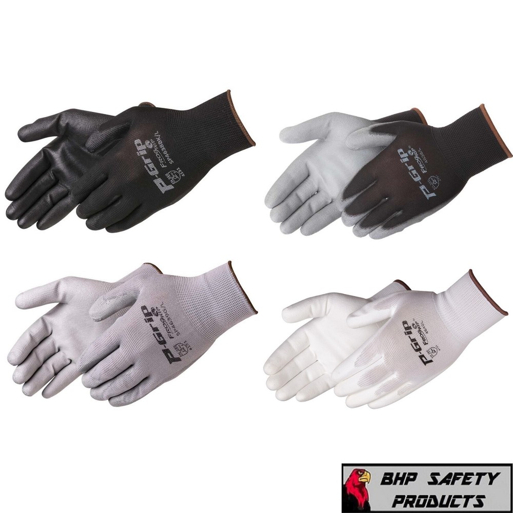 P-Grip Ultra-Thin Work Gloves Polyurethane Palm Coated with Nylon Shell 12 Pairs