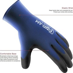 3-Pairs Ultra-Thin PU Coated Work Gloves Excellent Grip Nylon Shell Knit Wrist