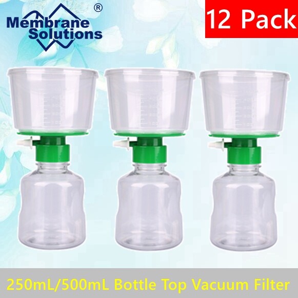 250mL/500mL PES Vacuum Filter,Sterile 0.22μm Pore Size,Dual Funnel&Receiver HPLC