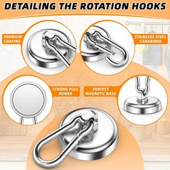 FINDMAG 150 LB Strong Magnets Heavy Duty with Hooks, Neodymium Magnetic Hooks