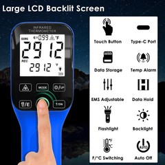 Digital Infrared Thermometer Gun Non-Contact -58°F to 2912°F (-50°C to 1600°C)