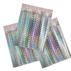 5-100 Pack Holographic Bubble Mailers, 4 sizes Metallic Glamour Padded Envelopes