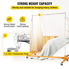 VEVOR 71in Garment Rack Z-Truck 300lbs Heavy-Duty Collapsible Clothing Stand