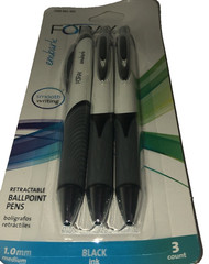 NEW FORAY Ballpoint Pens, 1.0 mm, Gray/White Barrel/Black Ink 3Pk SHIPS N 24HRS
