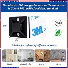 Cable Tie Mount Zip Tie Adhesive Backed Mounts Stick On Wire Holder Screw Hole