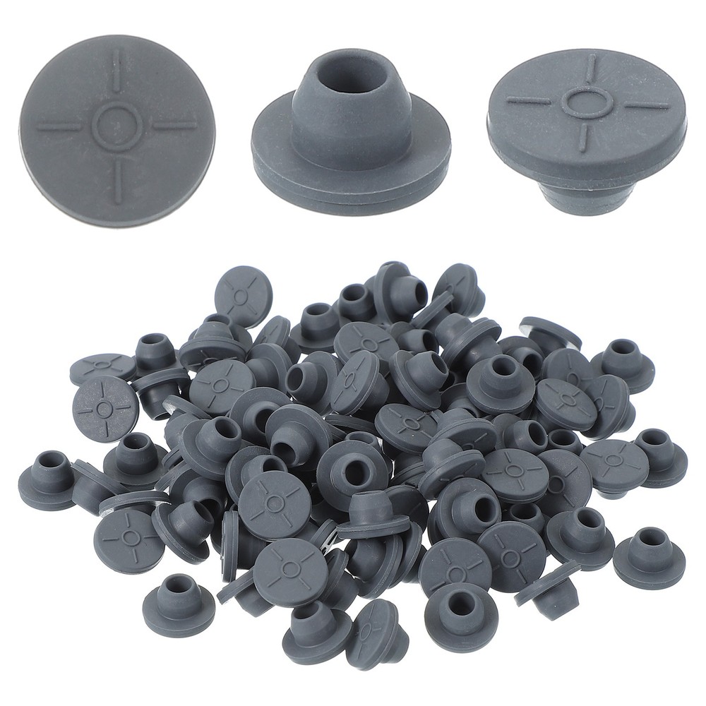 13mm Vial Rubber Stoppers, 100 Pack Mushroom Injection Ports Stopper, Gray
