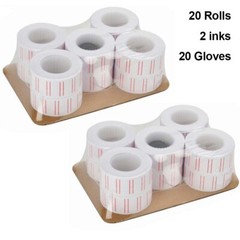 20 Rolls 600pcs White Price Tag Sticker Gun Labels Refill For MX 5500 w/ 2 ink