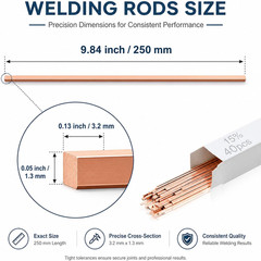 40 Sticks Brazing Rods AWS Bcup-5 15% Silver Solder Phos Copper Brazing Alloys F
