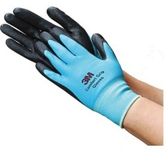3M Nitrile Rubber Coated Nylon Work Gloves, Thin, Washable Bulk 10 Pack Blue