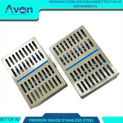 10 DENTAL AUTOCLAVE STERILIZATION CASSETTE RACK BOX TRAY FOR 10 INSTRUMENT