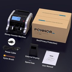 Ponnor Money Counter Machine Value Count Uv/Mg/Ir/Mt/Dd Counterfeit Bill