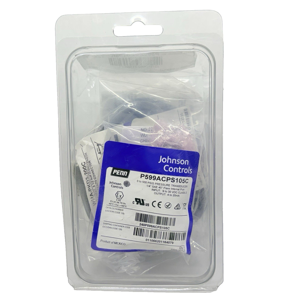 NEW Johnson Controls P599ACPS105K Pressure Transducer Kit 0-500 PSI, 0-20 mA