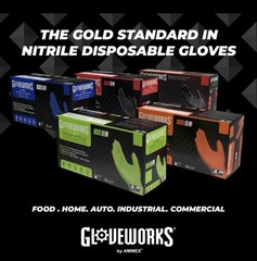 Gloveworks BLK Nitrile Gloves 5 Mil XXL 1 case, 10 boxes of 100, 1000 count