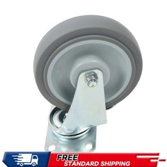 4 Pieces Load Capacity 1400 Pounds Heavy Duty Casters 5″ Side Brakes Rubber Gray