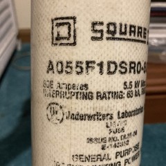 SQUARE D A055F1DSR0-200E CURRENT LIMITING POWER FUSE 5.5kV 63kA A055F1DSRO-80E