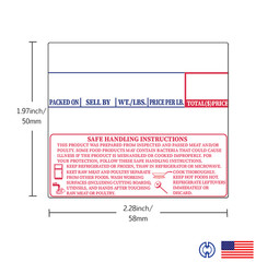 CAS LST-8030 Printing Scale Label, 58 x 50 mm, UPC/Safe Handling, 12 Rolls H