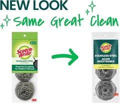 3 Count Metal Cleaning Scrub Pads Tough Stain Remover Kitchen Dish Stainless