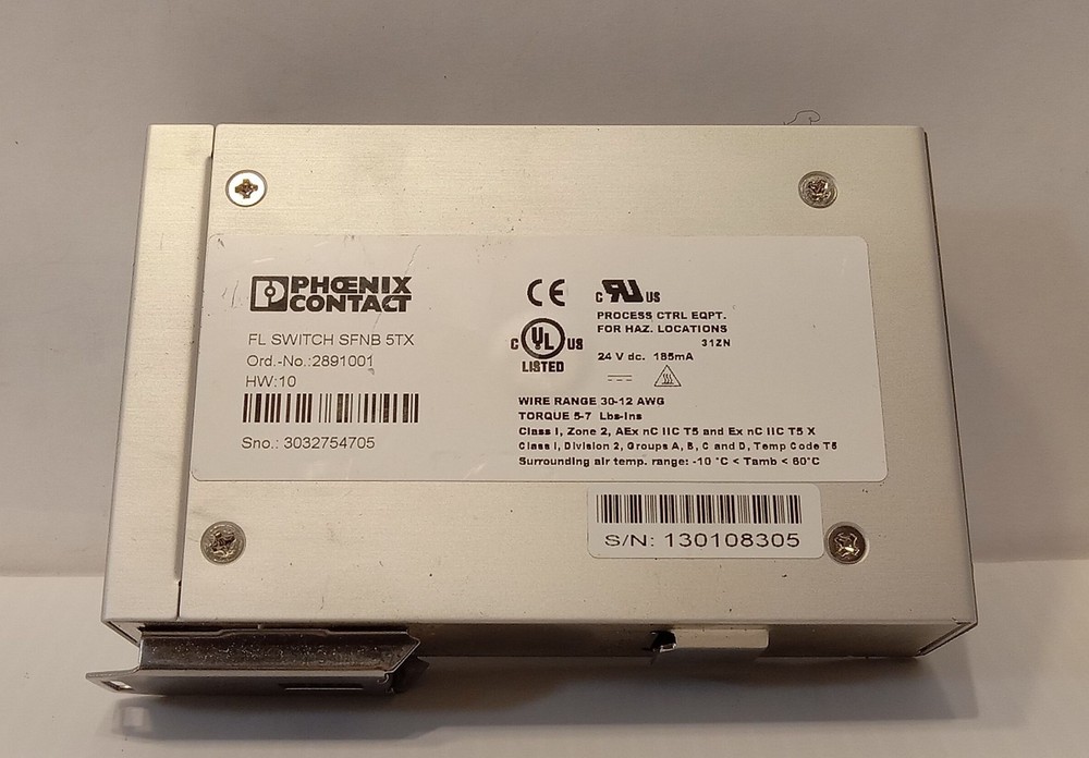 1 USED PHOENIX CONTACT 2891001 SFNB 5TX ETHERNET SWITCH ***MAKE OFFER***